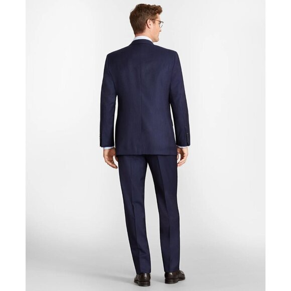 BROOKS BROTHERS 1818 Madison Navy Blue Pinstripe Wool Suit, Size 45L/40W - Picture 2 of 16